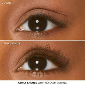 Too Faced size comparison in hand illustrating compact travel-friendly mascara dimensions