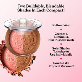 Too Faced bronzer brush swipe showing easy application and buildable pigment