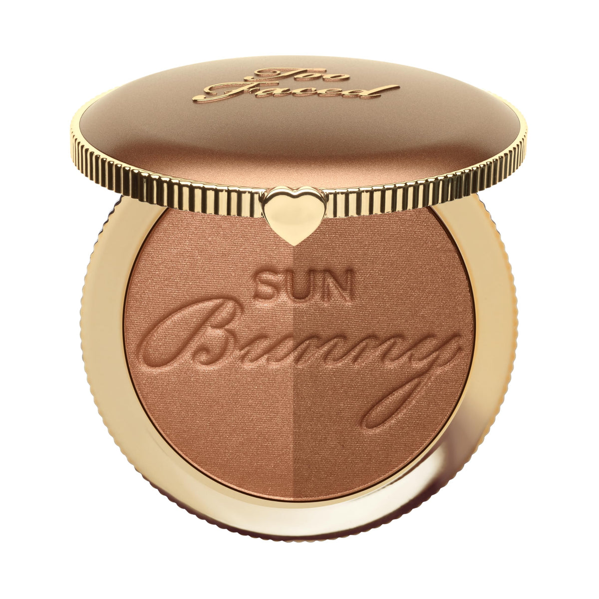 Too Faced Sun Bunny front compact showing dual shades and glow benefits