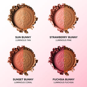 Too Faced compact tucked in a makeup bag emphasizing on-the-go touch-up convenience