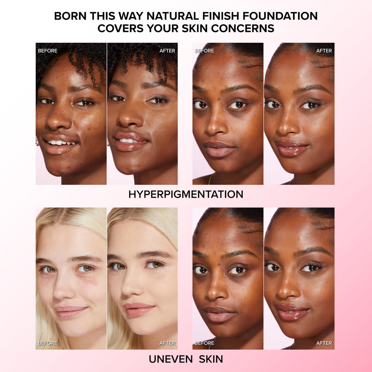 Too Faced texture swatch on arm showing finish, benefit: hydrating natural coverage