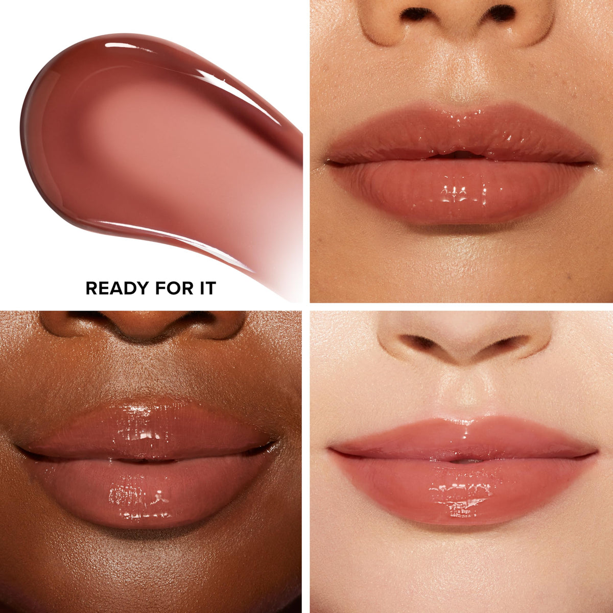 Too Faced wand applying gloss demonstrating even coverage and ease of use