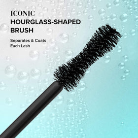 Too Faced mascara resisting water splash to show waterproof performance