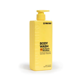 TOOLETRIES front packaging showing Outback Bourbon scent and 500ml size, looks robust