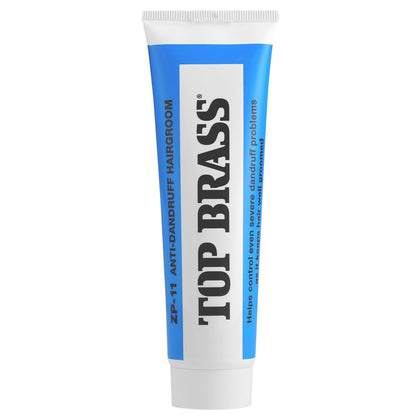 Top Brass front jar showing product branding and 3.3 oz size benefit
