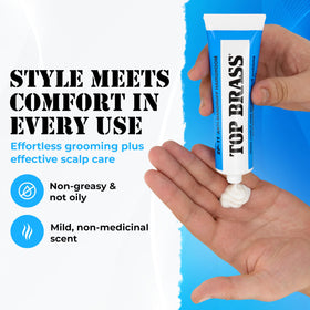 Top Brass label closeup with ingredients for clear product information benefit