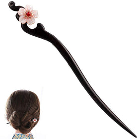 TOP SEWING front view of ebony hair stick showing elegant shape and secure hold