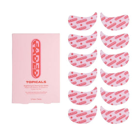 Topicals front packaging showing set of six cooling eye masks and benefits