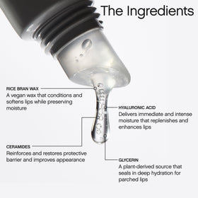Topicals applied on lips close-up showing glossy finish and instant hydration benefit