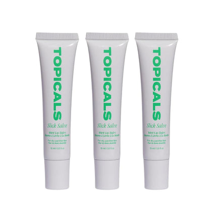 Topicals Slick Salve Mint front packaging showing tube and glossy finish benefit