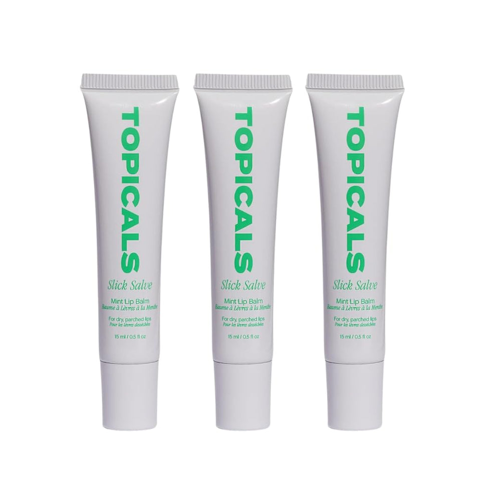 Topicals Slick Salve Mint front packaging showing tube and glossy finish benefit