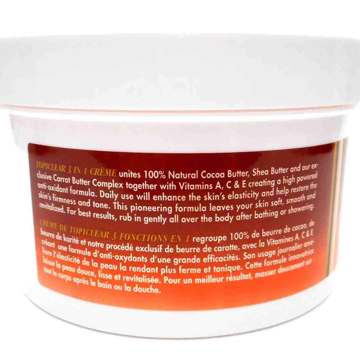 Topiclear cream texture close-up highlighting rich cocoa and shea butters for smooth application