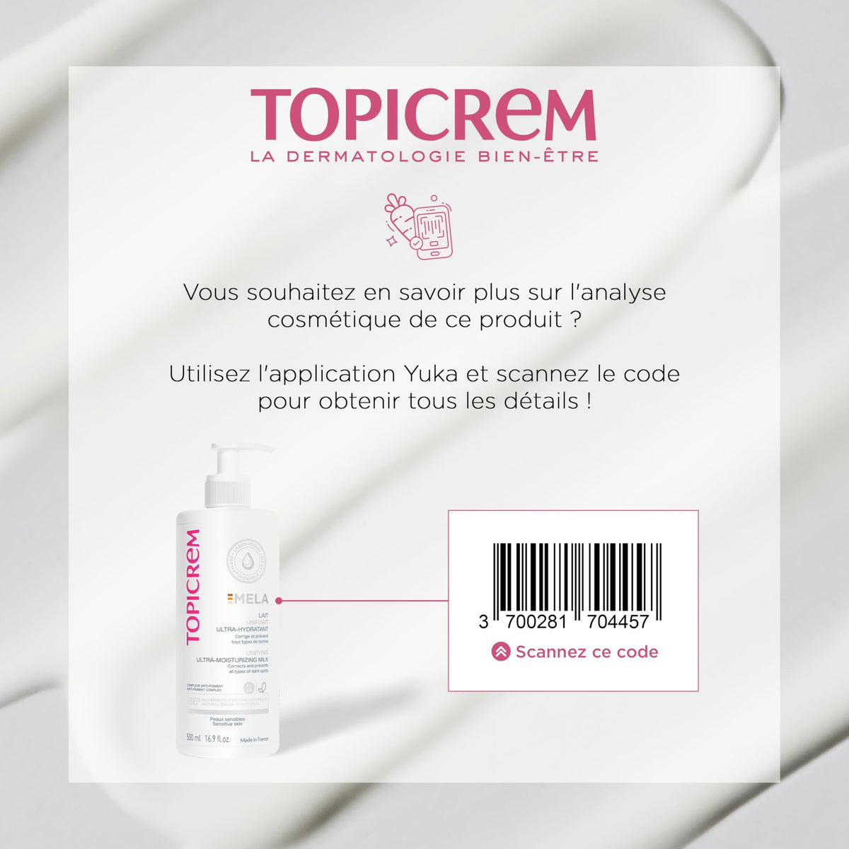 Topicrem applied on arm demonstrating even coverage and immediate skin hydration