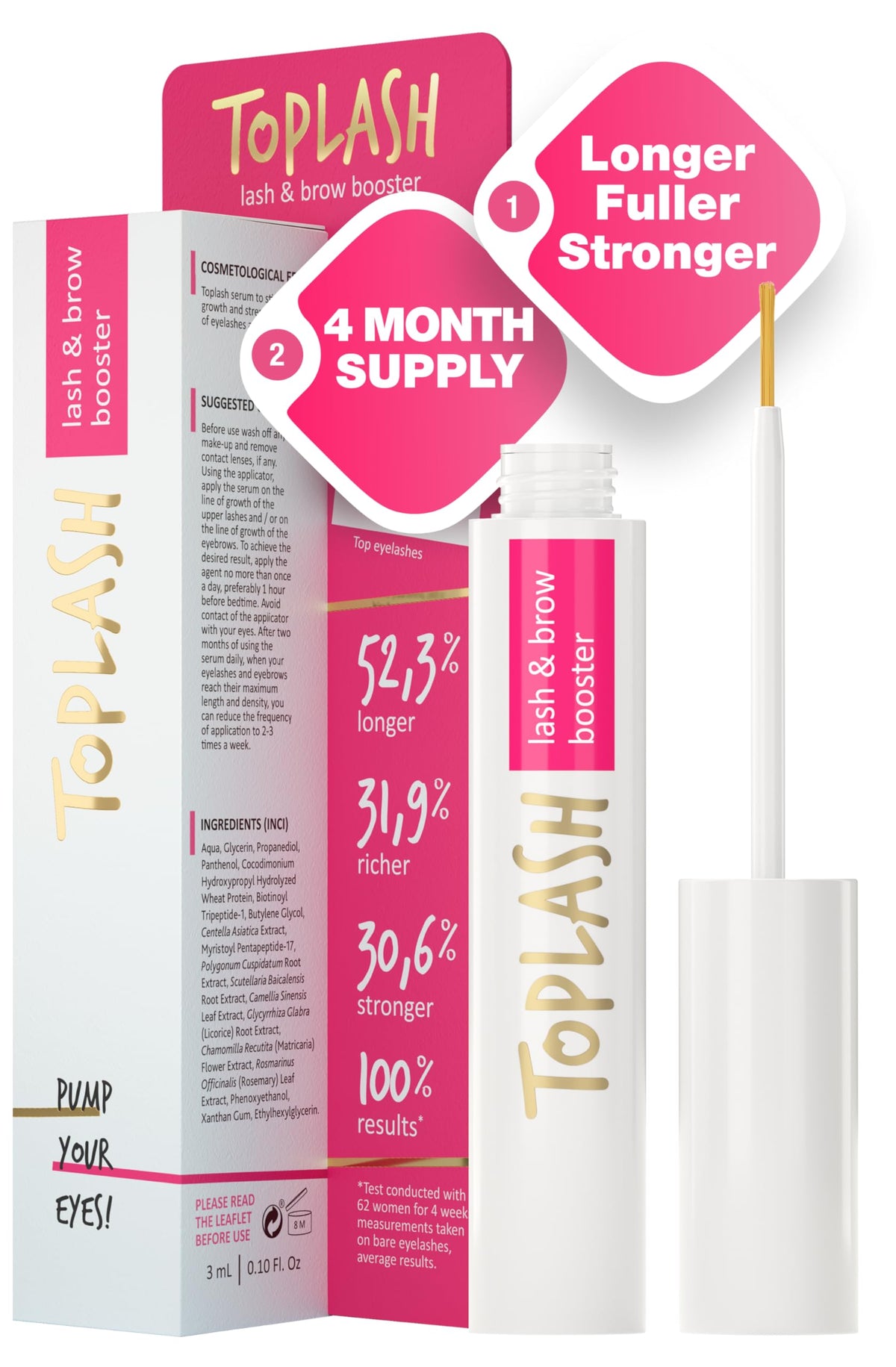 Toplash front packaging showing bottle and label, highlights compact design