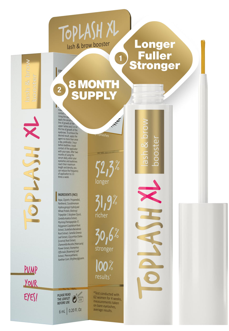 Toplash front packaging showing bottle and label, conveys brand quality