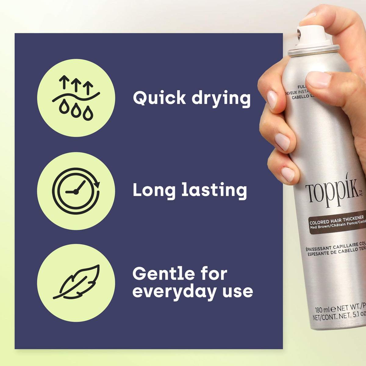 TOPPIK before and after parting showing concealed scalp and improved hair density