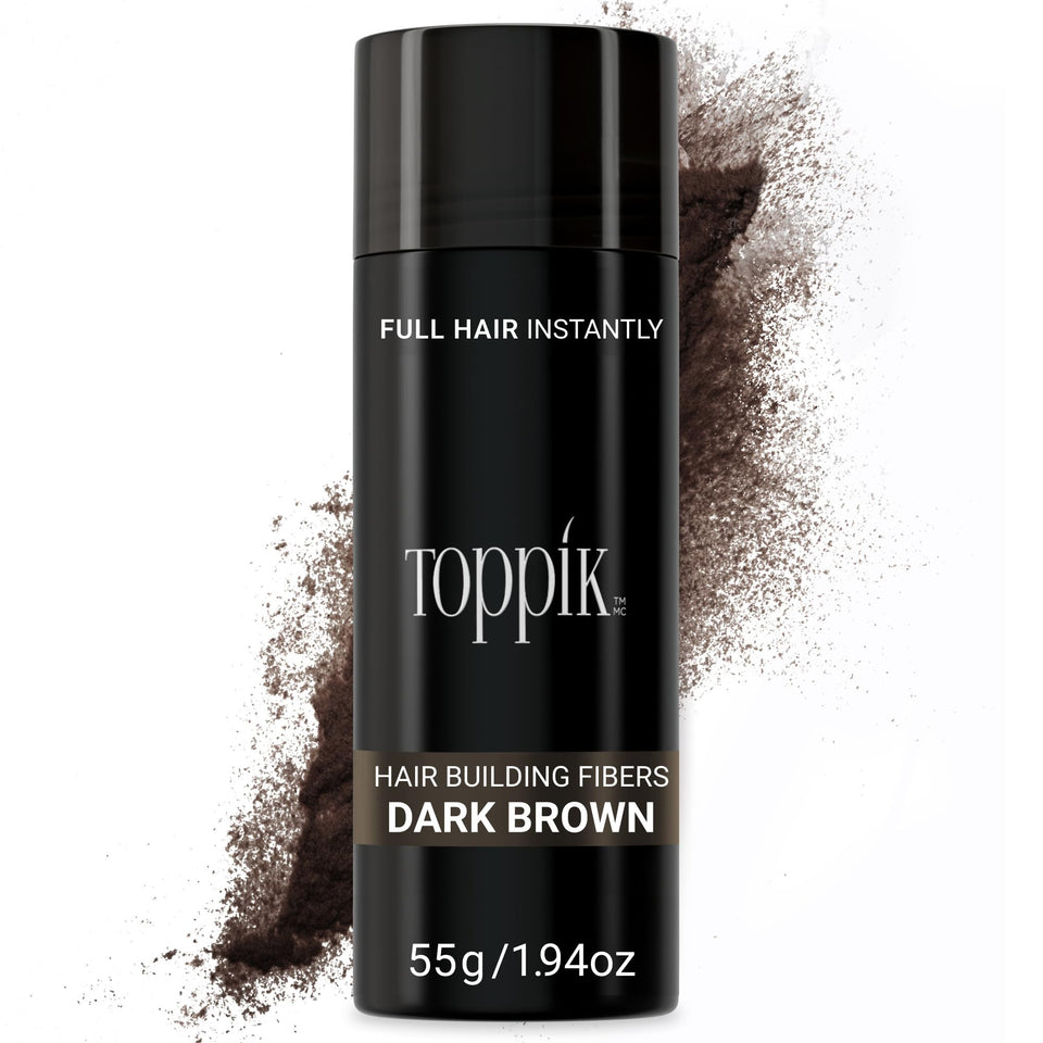 TOPPIK front packaging showing Dark Brown 55g bottle and brand name for easy identification