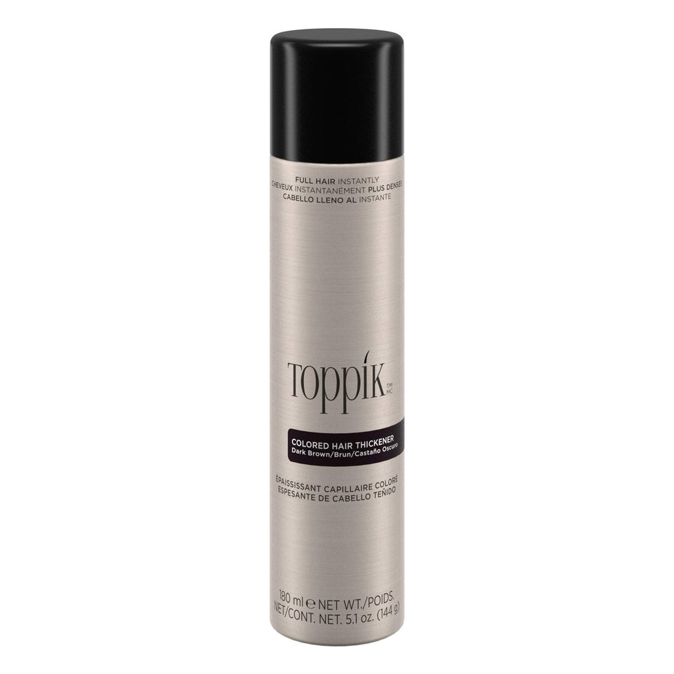 Toppik dark brown front packaging showing product and size benefit