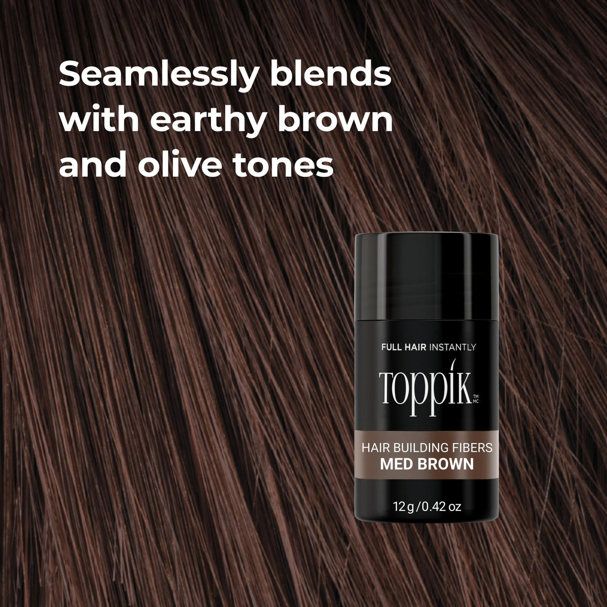 Applying Toppik to roots demonstrating discreet touch-up benefit