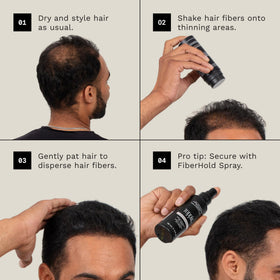Hand applying Toppik to roots demonstrating easy touch-up benefit
