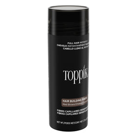 Toppik size comparison hand held container illustrating portable 27.5g convenience