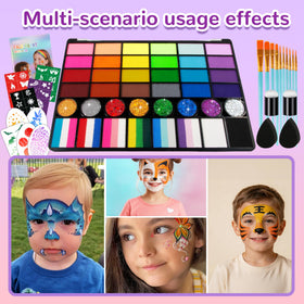 torbers child wearing painted design using kit for safe playful face art