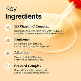 Torriden ingredients label, highlights vitamin C complex and soothing agents