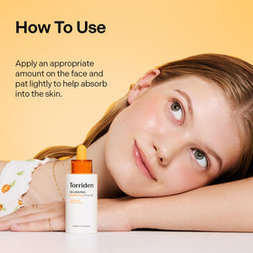 Torriden serum spread on skin, fast-absorbing formula reduces residue