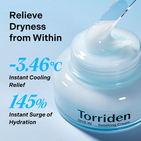 Torriden cream spread to show non-greasy moisturizing finish