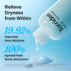 Torriden droplet on skin demonstrating quick absorption benefit