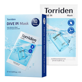 Torriden front packaging showing 10-sheet box and brand hydration benefit