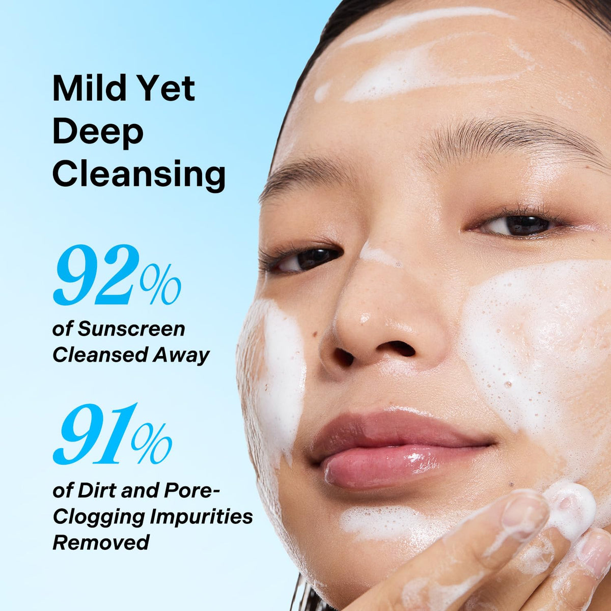 Torriden cleanser in use rinsing face for clean, non-drying finish