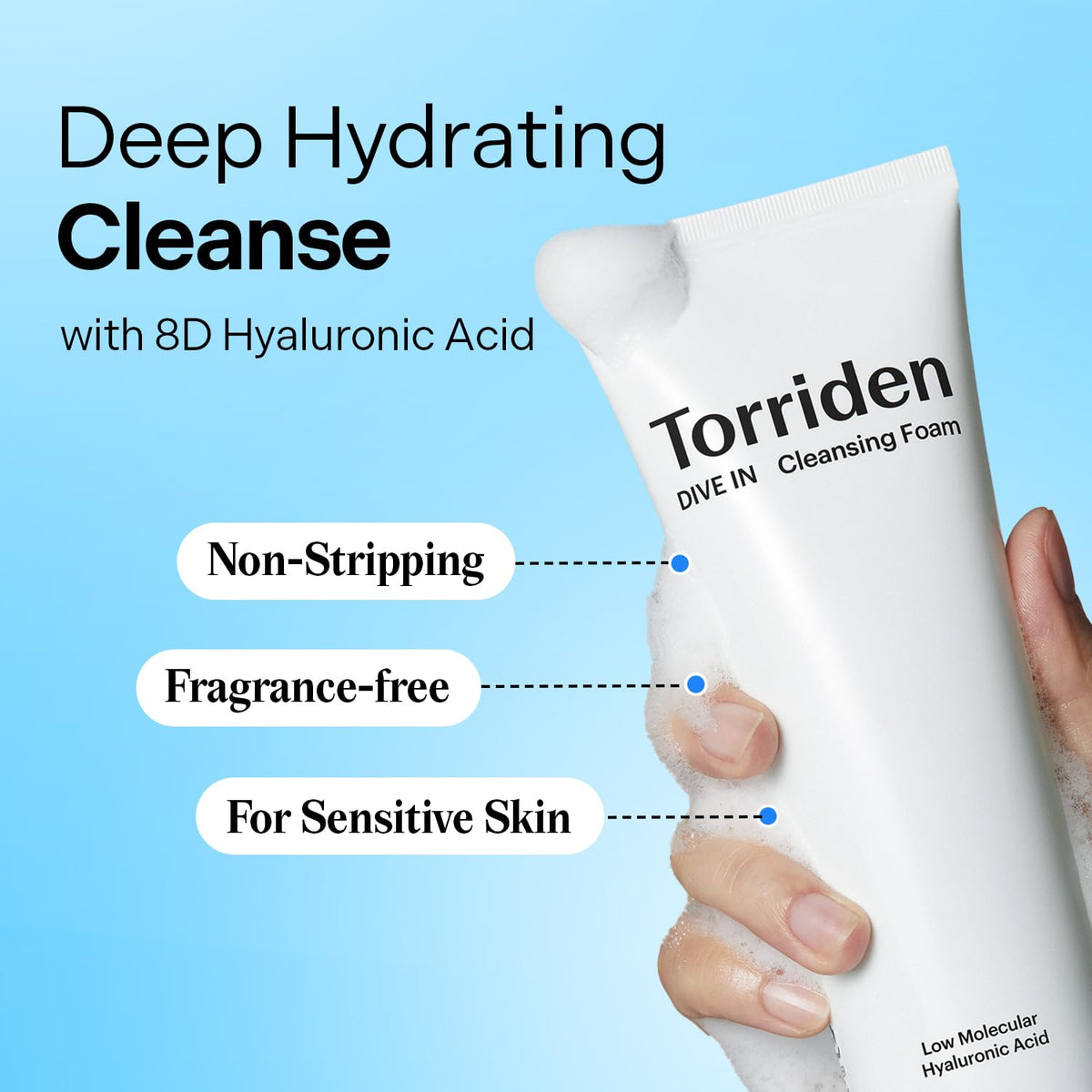 Torriden pump close-up illustrating easy dispensing and controlled use