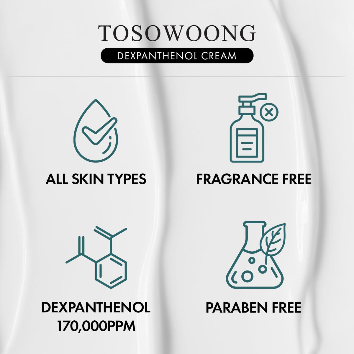 TOSOWOONG applying cream to cheek showing soothing and calming benefit