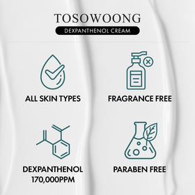 TOSOWOONG applying cream to cheek showing soothing and calming benefit