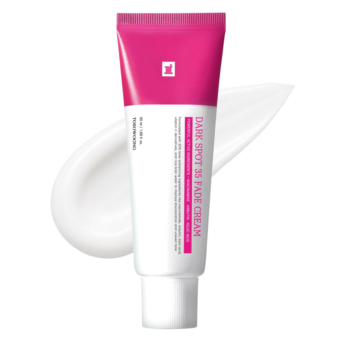 TOSOWOONG front jar showing product packaging and benefit of targeted brightening
