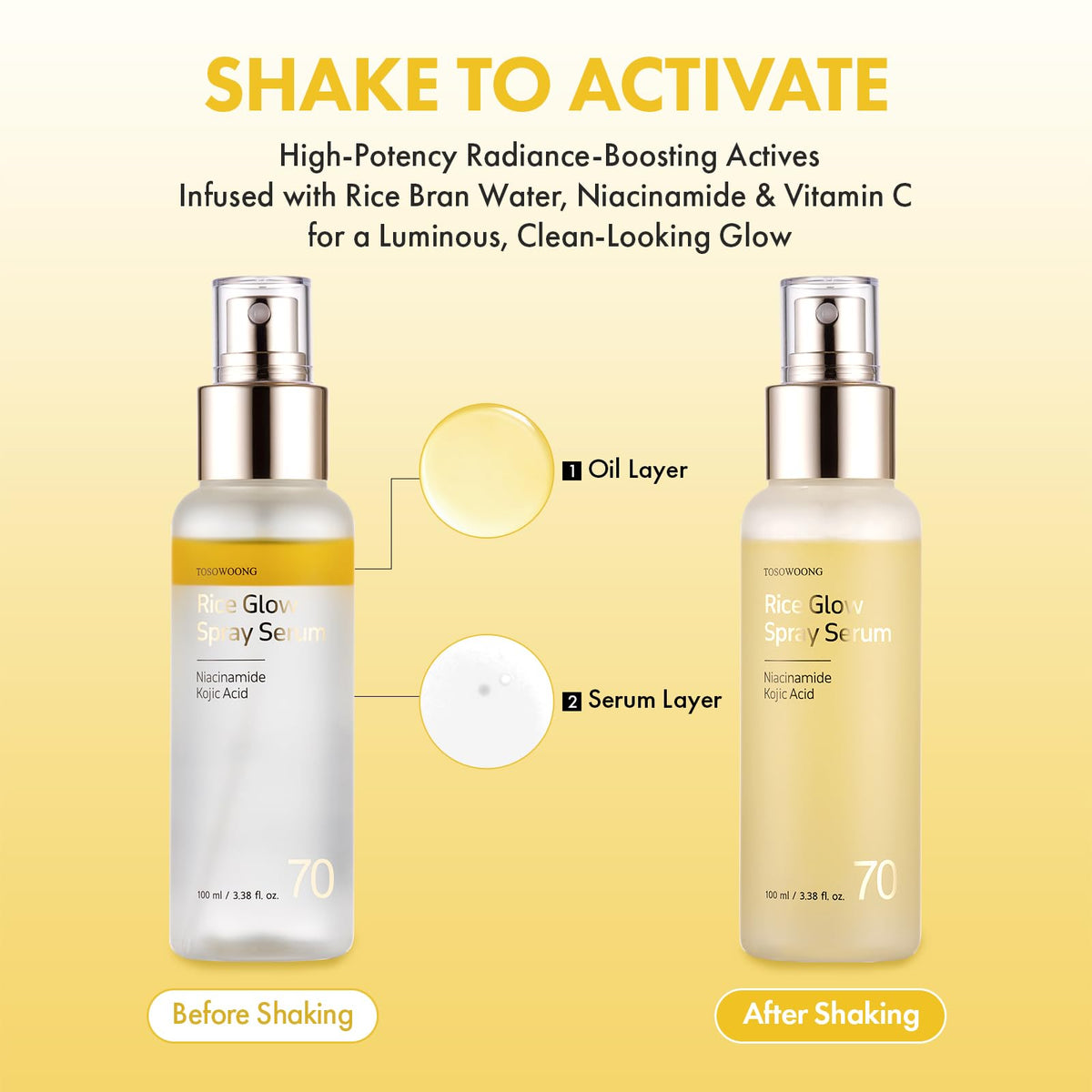 TOSOWOONG rice bran water ingredient display for nourishing glow