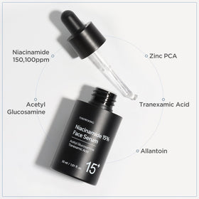 TOSOWOONG label showing key actives niacinamide and tranexamic acid benefit