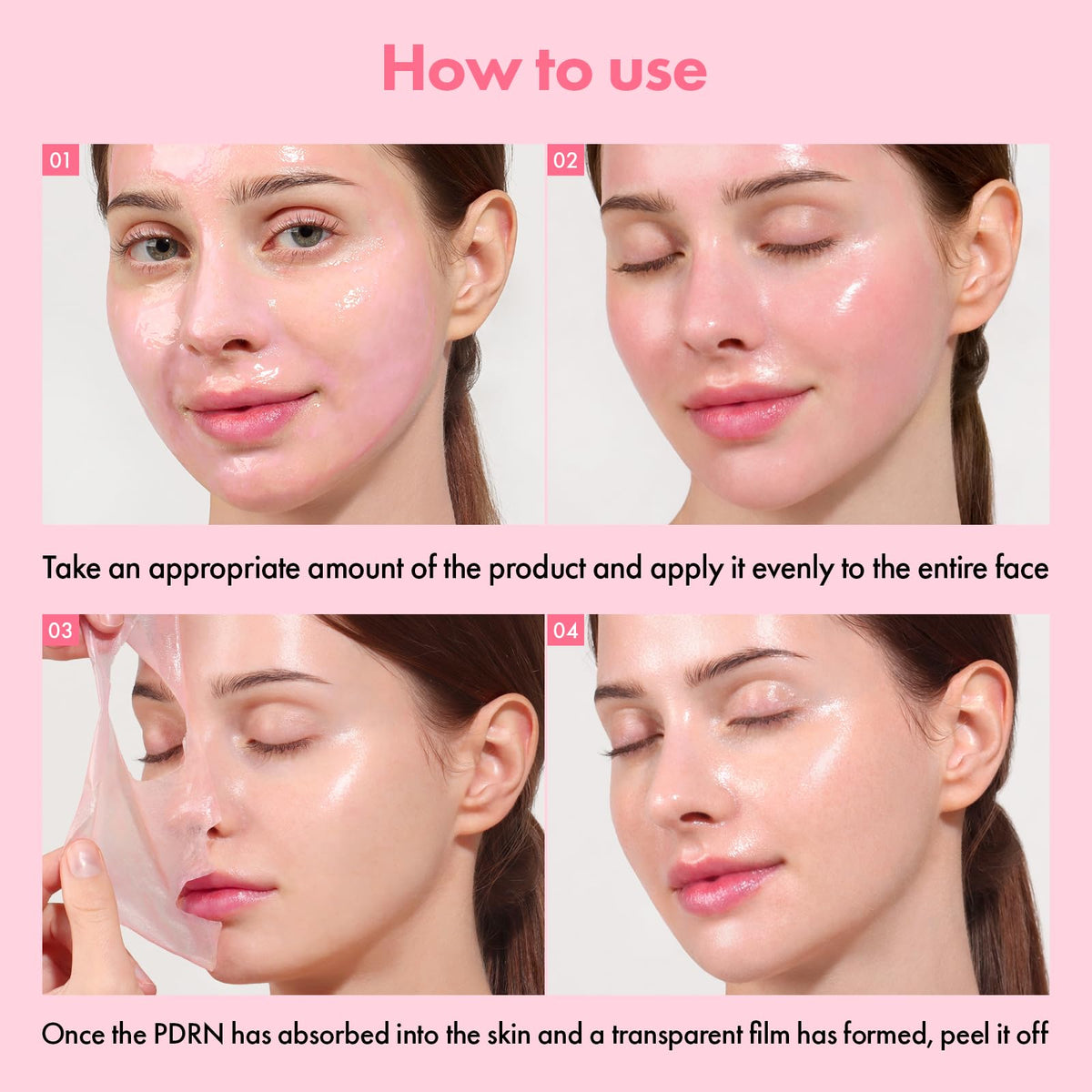 TOSOWOONG mask drying on face showing transparent film and lifting benefit