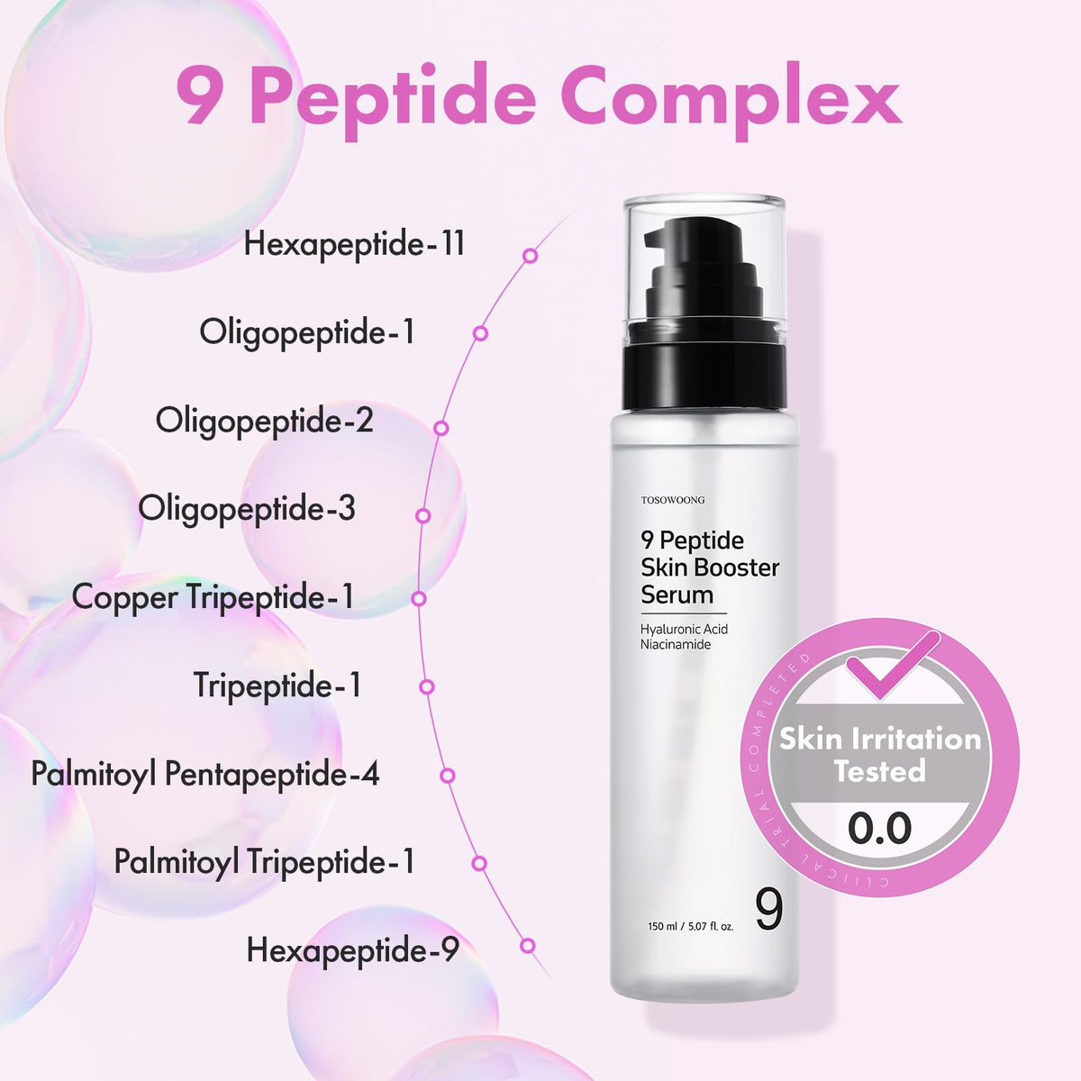TOSOWOONG size comparison in hand showing 150ml generous supply benefit