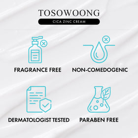 TOSOWOONG label close-up showing concentrated zinc content and clarity