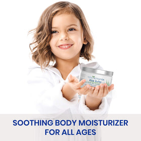 Total Activation with cocoa butter and aloe flatlay, emphasizes natural nourishing ingredients