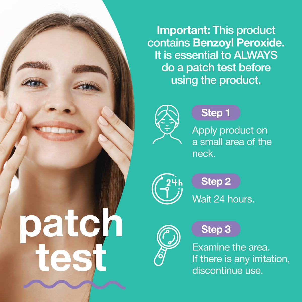 TOUCH model applying gel to face demonstrating spot treatment benefit