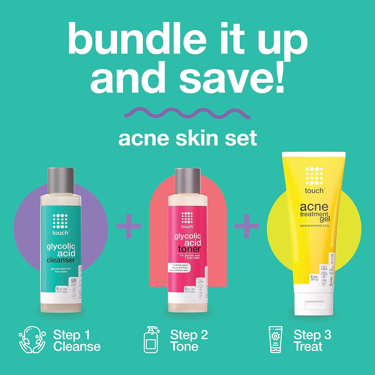 TOUCH 8 oz tube beside common objects for scale and value comparison