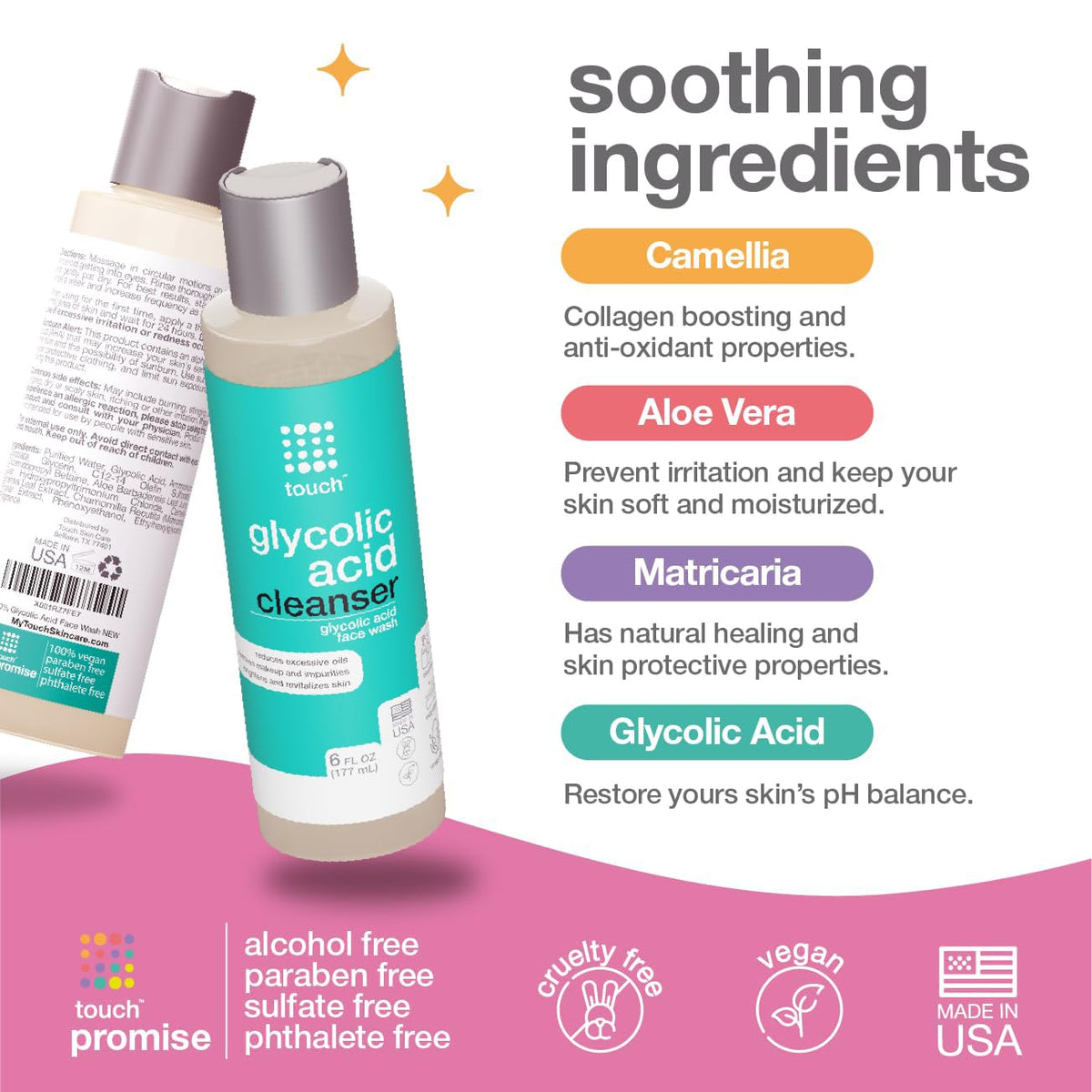 TOUCH dispensing cleanser in hand to show easy application