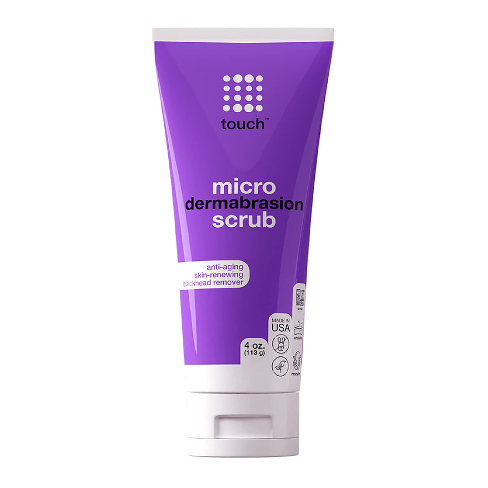TOUCH facial scrub front tube shows packaging and brand clarity