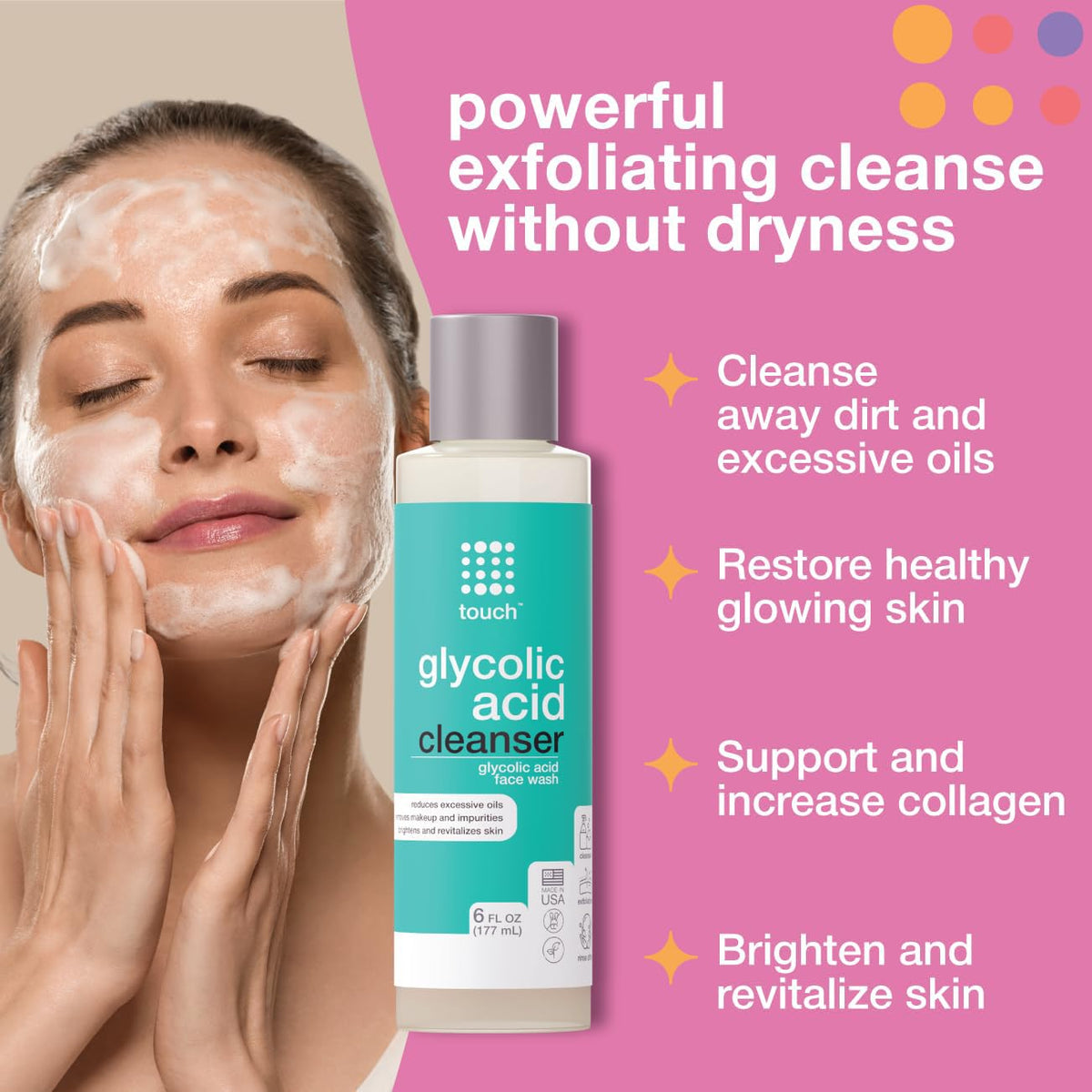 TOUCH close-up of foamy texture highlighting gentle exfoliation