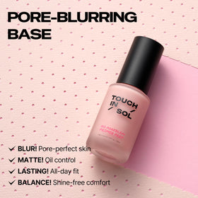 TOUCH IN SOL primer applied on hand demonstrating smooth pore-blurring effect