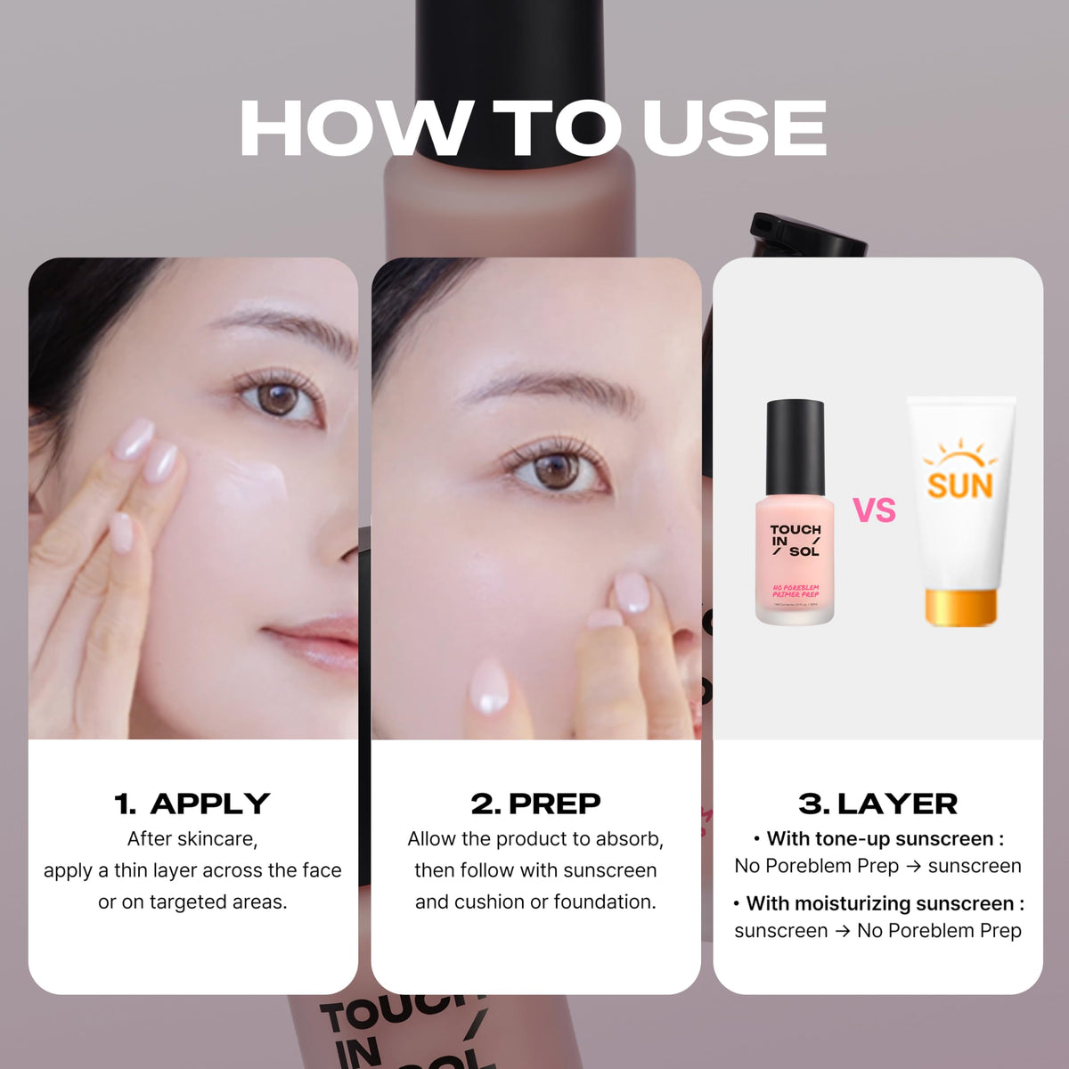 TOUCH IN SOL in a makeup bag lifestyle shot showing travel-ready convenience