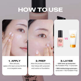 TOUCH IN SOL in a makeup bag lifestyle shot showing travel-ready convenience